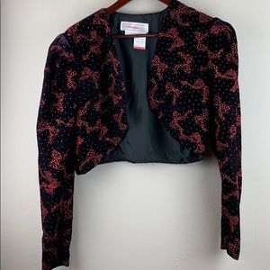 Black Velvet andRed  Sparkly Bows Bolero Jacket